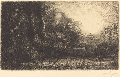 Utsikt över ett slott (Chateau de Poillet) av Alphonse Legros