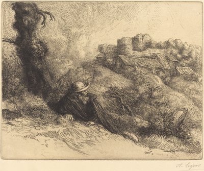 Utsikt över ett Chateau des Revenants. av Alphonse Legros