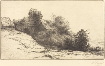 Utsikt över en gård, 2:a plattan The Farm of the Blessed. av Alphonse Legros