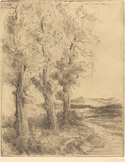 Kvinna som läser: Lektion under träden La liseuse: Läser under träden. av Alphonse Legros