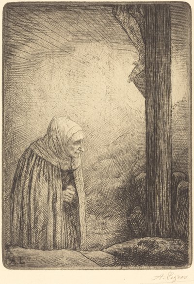 Kvinna vid korsets fot Femme au calvaire. av Alphonse Legros