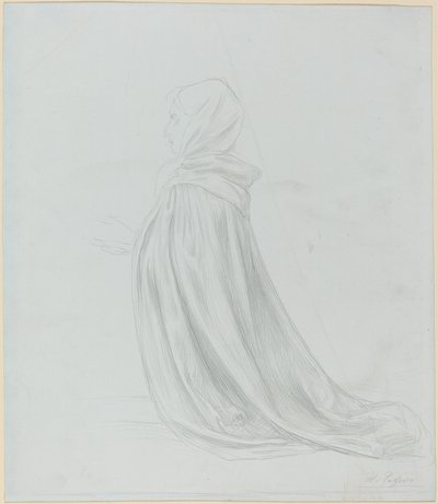 Kvinna i en mantel. av Alphonse Legros