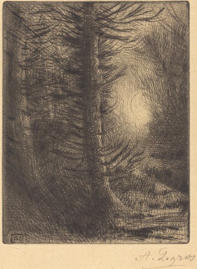 Woods in Winter Sun, 1:a tallrik Winter Sun in the Woods. av Alphonse Legros