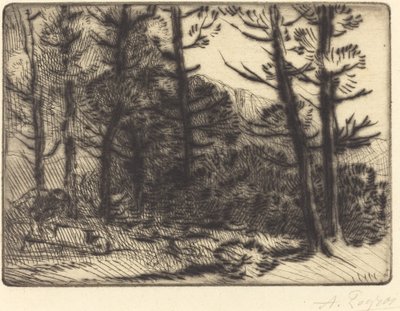 Woods in Winter Sun, 2:a tallrik Winter Sun in the Woods. av Alphonse Legros