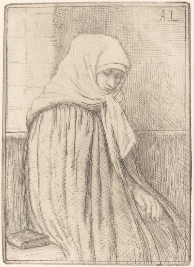 Ung bonde som sitter i en kyrka av Alphonse Legros