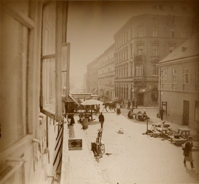 [Vy från fönstret i Muchas lägenhet, nära Amalienstrasse, München] av Alphonse Maria Mucha