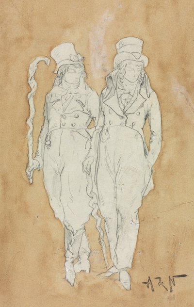 Två unga män av mode (stående) av Alphonse Marie Adolphe de Neuville