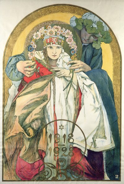 10-årsdagen av Republiken Tjeckoslovakiens självständighet av Alphonse Marie Mucha