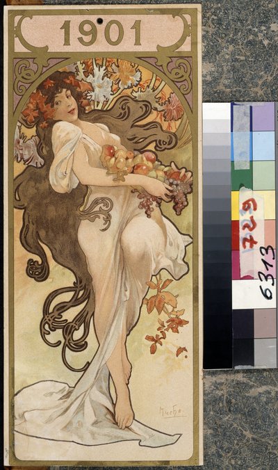 Årets kalender 1901. Konstverk av Alfons Maria Mucha (Alphonse Marie Mucha av Alphonse Marie Mucha