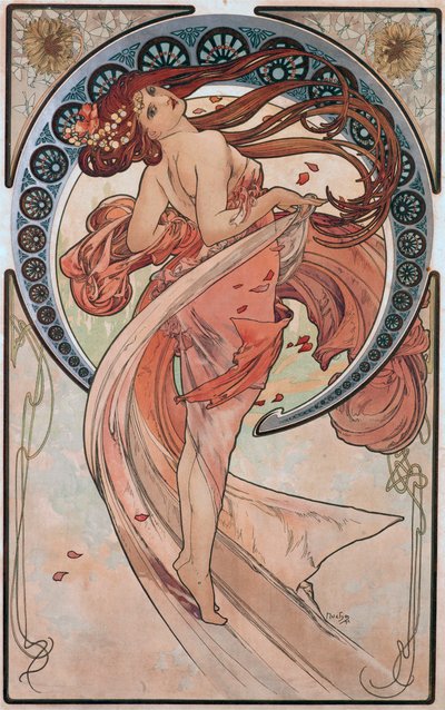 Dans (ros) av Alphonse Mucha