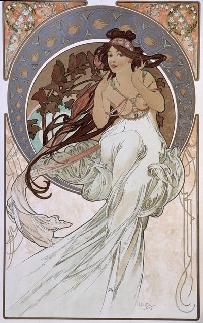 La Musique - av Mucha av Alphonse Mucha