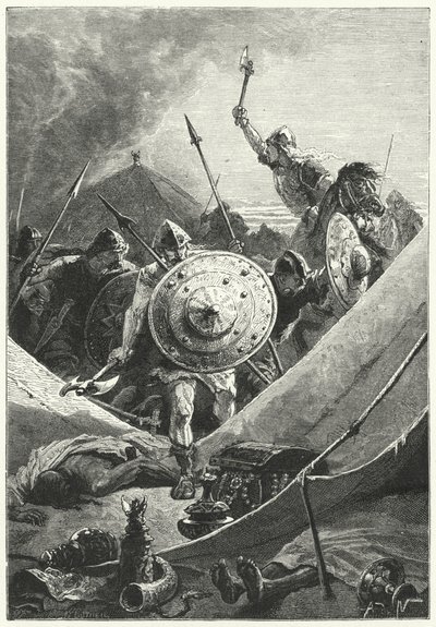 Attack mot ett moriskt läger (gravyr) av Alphonse Marie de (after) Neuville