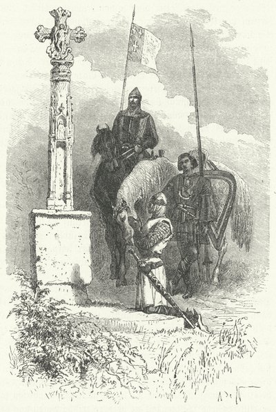 Ferdinand I av Leon ber framför ett kors av Alphonse Marie de (after) Neuville