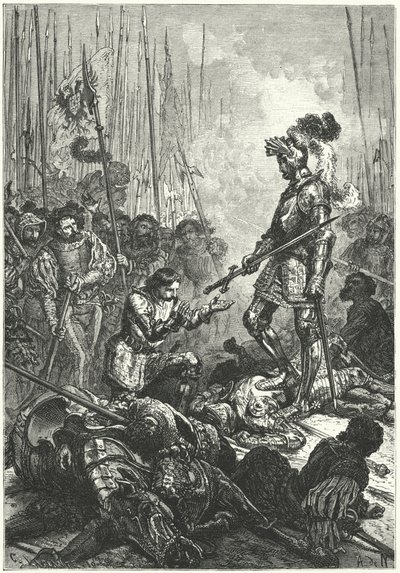 Frans I av Frankrike togs till fånga i slaget vid Pavia av Alphonse Marie de (after) Neuville