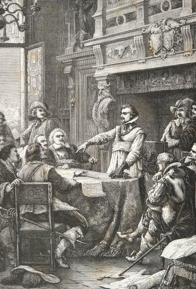 Jean Guiton svär att försvara La Rochelle under belägringen 1628 (Gravyr) av Alphonse Marie de Neuville