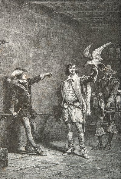 Ludvig 13 vid sexton års ålder med sin favorit, hertigen av Luynes (Gravyr) av Alphonse Marie de Neuville