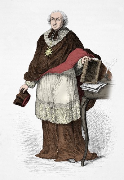 Porträtt av kardinal de Lomenie de Brienne (Gravyr) av Alphonse Marie de Neuville