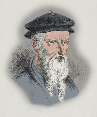 Porträtt av Guillaume Farel (gravyr) av Alphonse Marie de Neuville