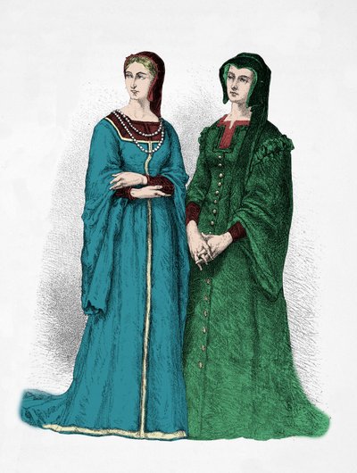 Porträtt av Louise de Savoie och Marguerite de Valois (Gravyr) av Alphonse Marie de Neuville