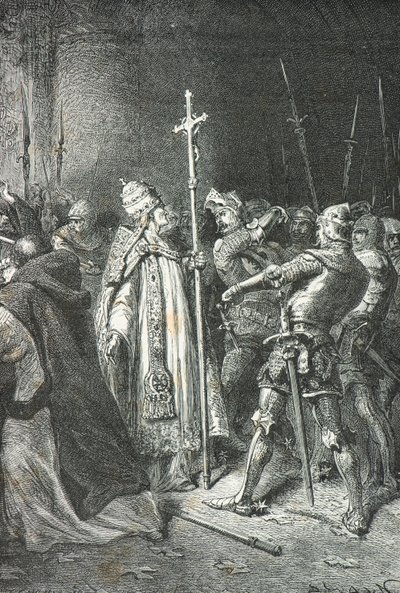 Sciarra Colonna slår påven Bonifatius 8 i Anagni av Alphonse Marie de Neuville