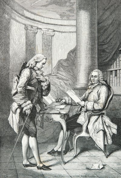 Turgot överlämnar sin avskedsansökan till Ludvig 16 av Alphonse Marie de Neuville