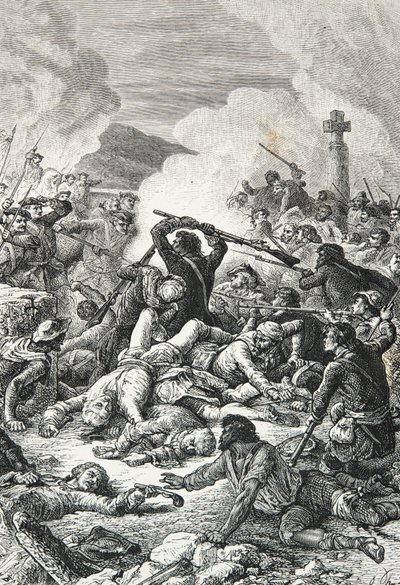 Seger för greve de Vaux över Pascal Paolis nationalister i slaget vid Ponte Novo av Alphonse Marie de Neuville