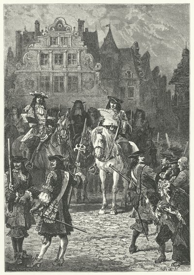 Tillkännagivande av Ludvig XIV:s upphävande av Ediktet av Nantes, 1685 av Alphonse Marie de after Neuville
