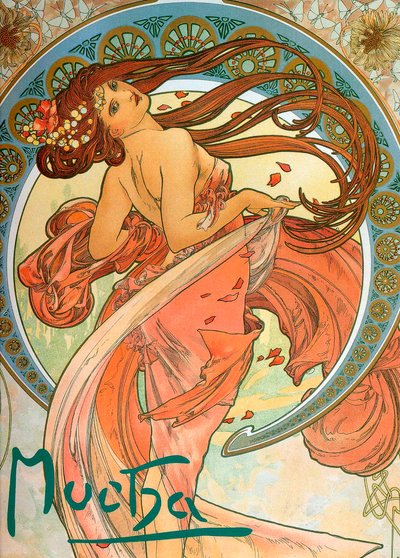 Dans från serien The Arts, 1898 av Alphonse Mucha