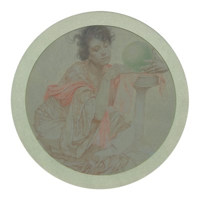 Spåkvinna med kristallkula. av Alphonse Mucha