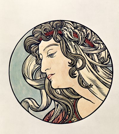 Leder af en kvinde swed av Alphonse Mucha