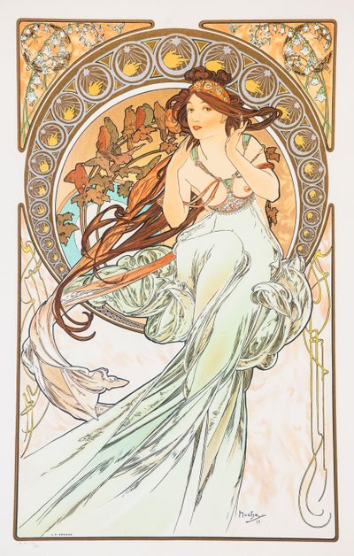 La Musica Från serien The Arts, 1898. av Alphonse Mucha