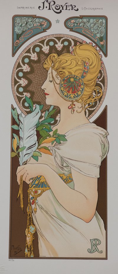 Fjädern, 1899. av Alphonse Mucha