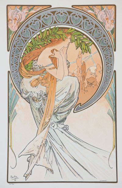 La Poesia Från serien The Arts, 1898. av Alphonse Mucha