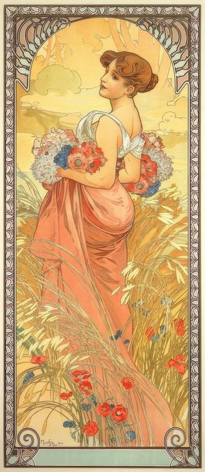 Sommar av Alphonse Mucha