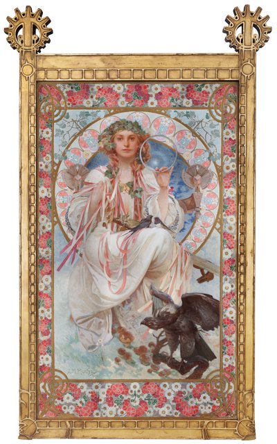 Porträtt av Josephine Crane-Bradley som Slavia av Alphonse Mucha