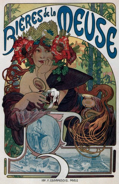 Affisch för Maas öl, 1897 av Alphonse Mucha
