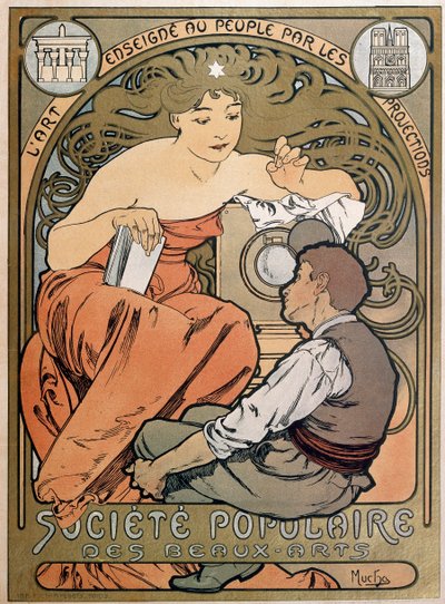 Affisch för Popular Society of Fine Arts, 1897. av Alphonse Mucha