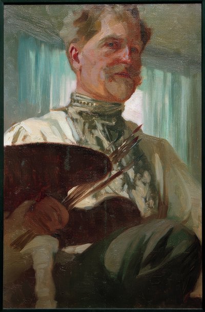 Självporträtt med palett av Alphonse Mucha