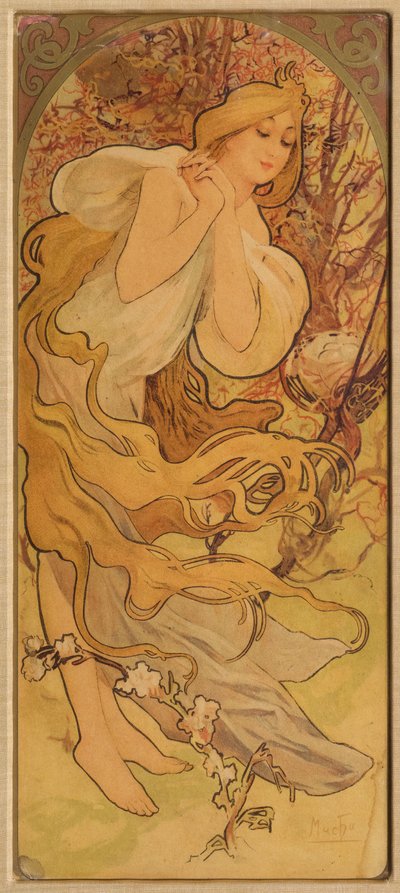 Spring från serien Les Saisons, ca. 1900. av Alphonse Mucha