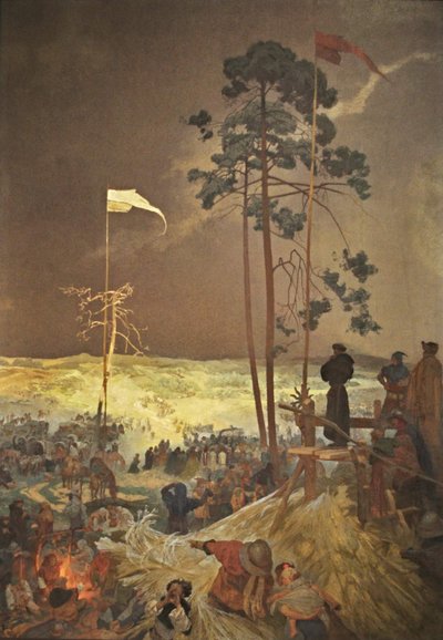 Mötet Na Krizkach Cykeln Det slaviska epos av Alphonse Mucha