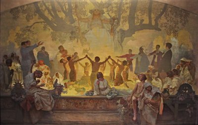 The Oath of Omladina Under the Slavic Linden Tree Cykeln The Slav Epic av Alphonse Mucha