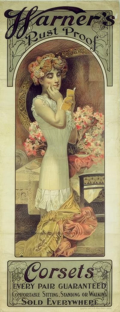 Warner rostsäkra korsetter av Alphonse Mucha