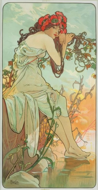 Sommar av Alphonse Mucha