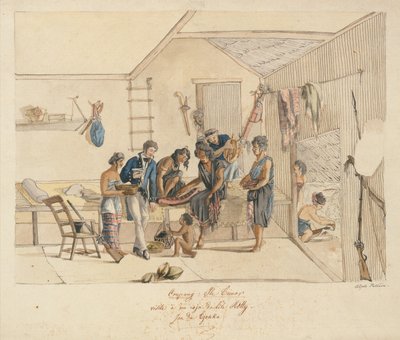 Besöka en Raja på Timoröarna (penna, bläck och akvarell på papper) av Alphonse Pellion