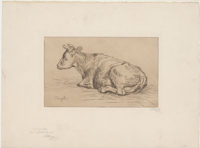 Liggande ko av Alphonse Stengelin (signed by artist)