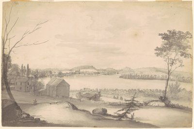 Studie för "View of Springfield on the Connecticut River" av Alvan T. Fisher