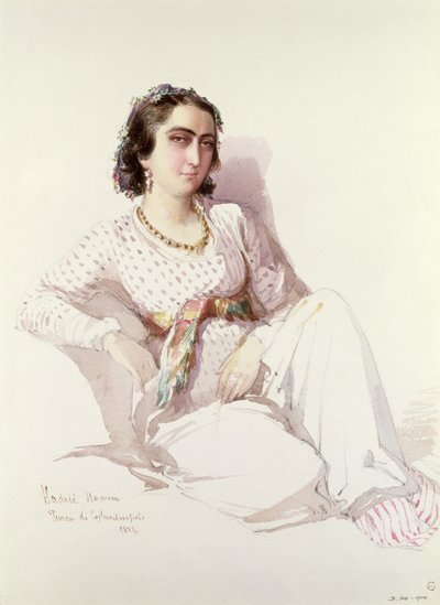 Hadice Hanim - dam från Istanbul, 1852 av Amadeo Preziosi