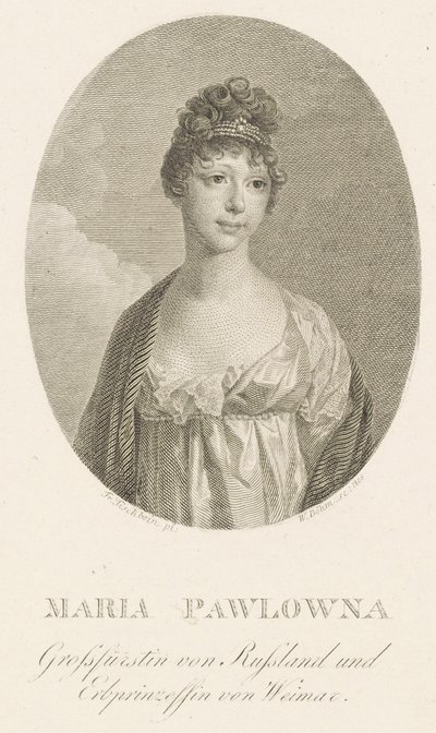 Storhertiginnan Maria Pavlovna av Ryssland 1786-1859, storhertiginnan av Sachsen-Weimar-Eisenach, 1808. av Amadeus Wenzel Boehm