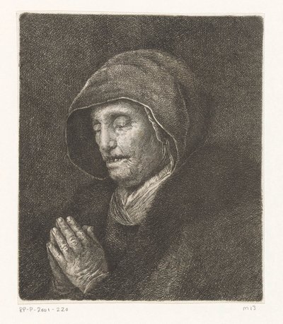 Gammal kvinna ber (Rembrandts mor) av Amalie Baader