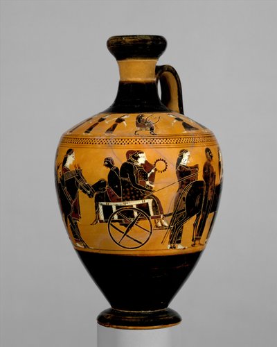 Terracotta lekythos, ca 550–530 f.Kr. (terrakotta) av Amasis Painter